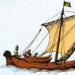 Koch and shebeka, ships with sails of Novgorodians and Pomors